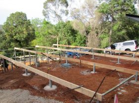 Floor framing begins