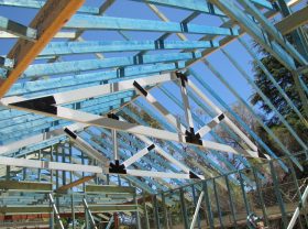 Feature roof trusses installed