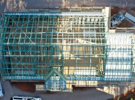 Birds eye view of the house so far