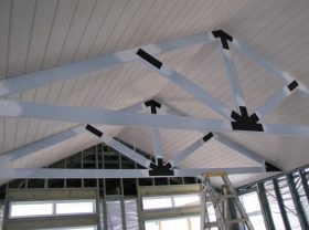 Custom roof panelling installed